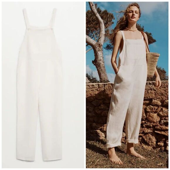 Mango 100% Linen Jumpsuit New - Picture 1 of 7
